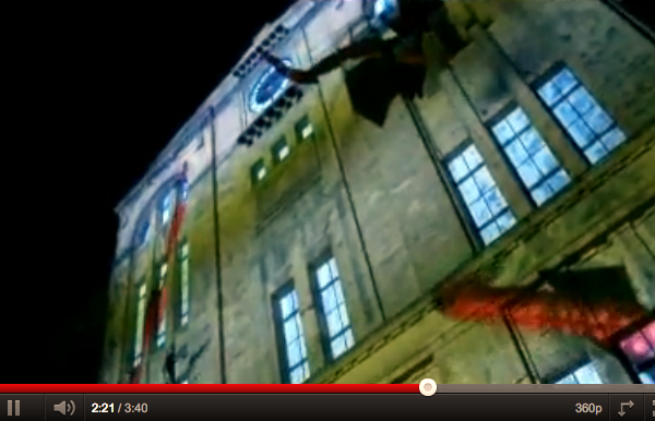 Mapped 3D projection on building