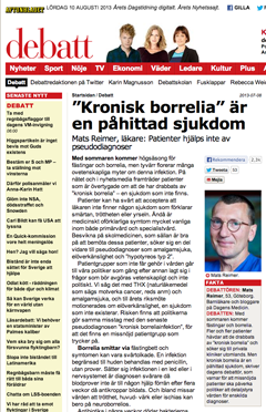 Mats Reimer,   Aftonbladet, Kronisk Borrelia
