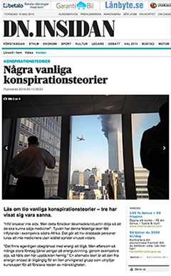 DN om konspirationsteorier med Lotten Wiklund - Skärmdump från DN.se