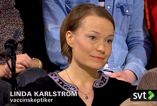 Linda Karlström på SVT Debatt, 9 april 2015. Foto: SVT Debatt (SVT Opinion)
