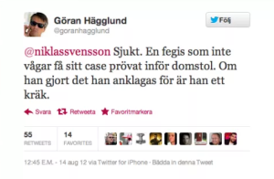 Göran Hägglund, KD, Twitter