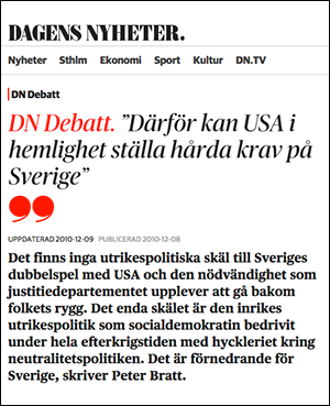 USA pressar Sverige - Bratt, DN, 2010