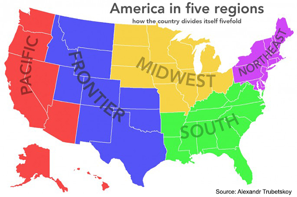 Five US Regions - Source: Alexandr Trubetskoy