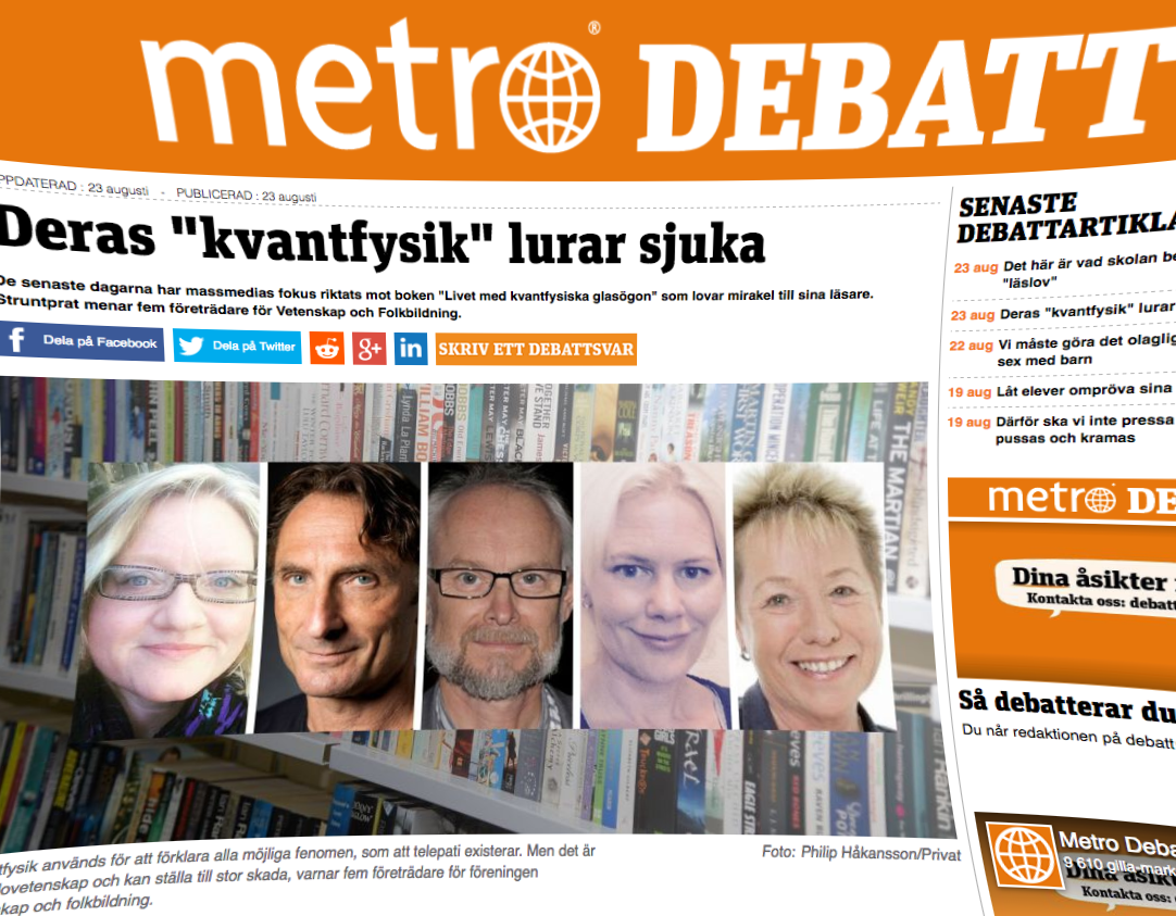 VoF i Metrodebatt, kritik av "kvantbok", 2016. Montage: NewsVoice