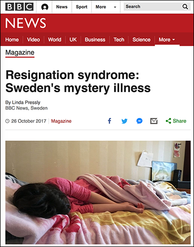 BBC: Resignation syndrome: Sweden's mystery illness