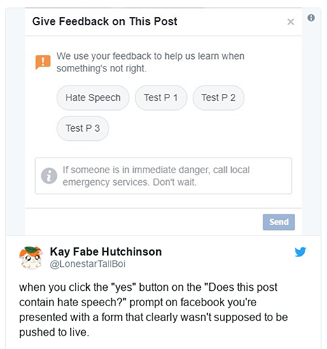 Facebook hate speech button