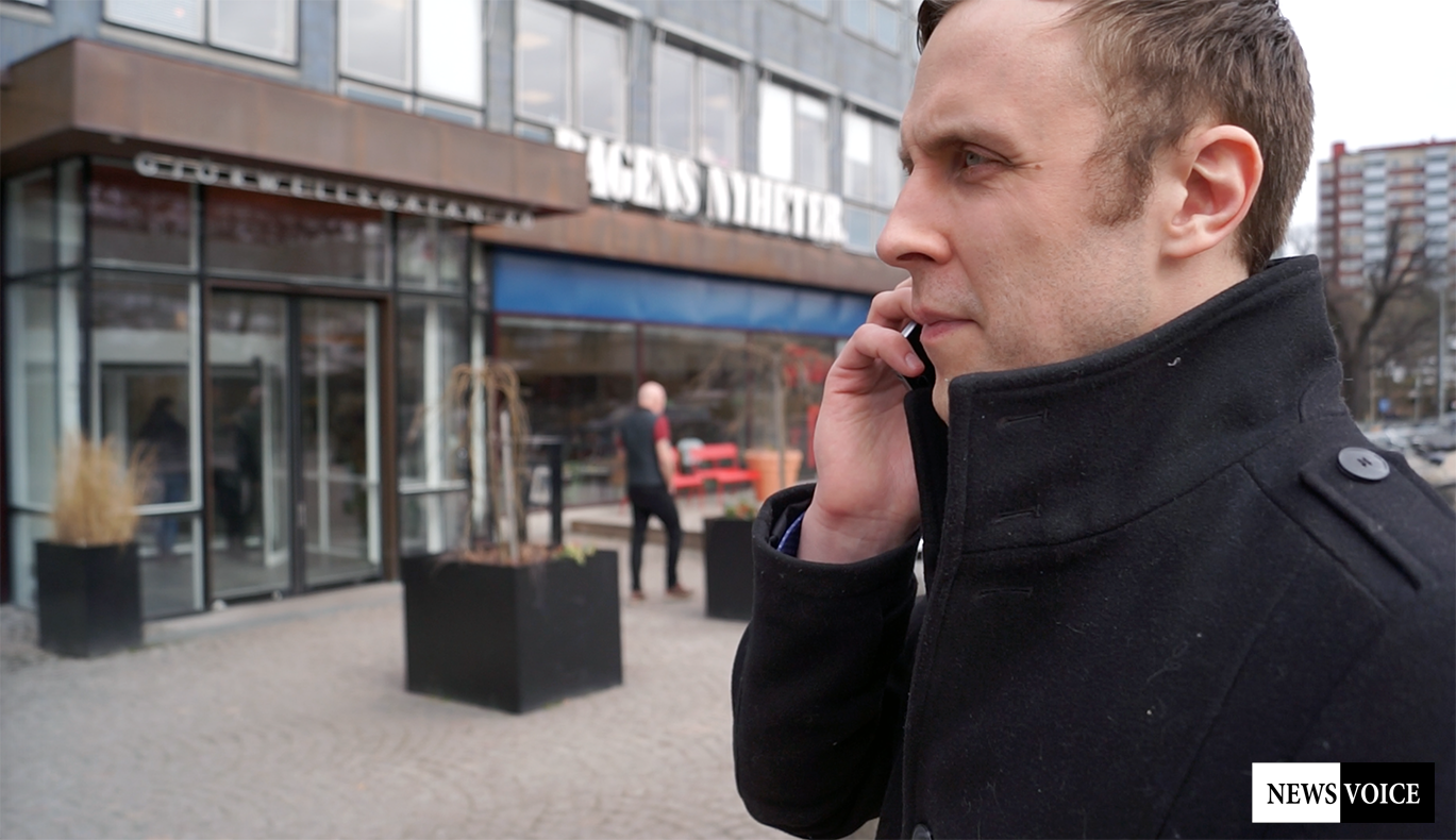 Markus Andersson från Nya Dagbladet vid "DN-skrapan", 2018. Foto: NewsVoice.se