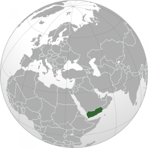Jemen, ortografisk projektion. Källa: Wikipedia Commons