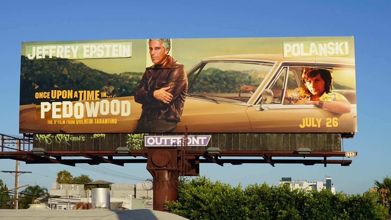 Epstein och Polanski på en reklamtavla i Hollywood. Foto: Hollywood Reporter