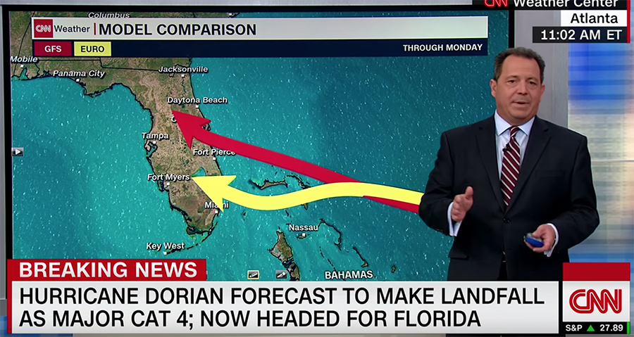 Orkanen Dorian. Foto: CNN, 30 augusti 2019