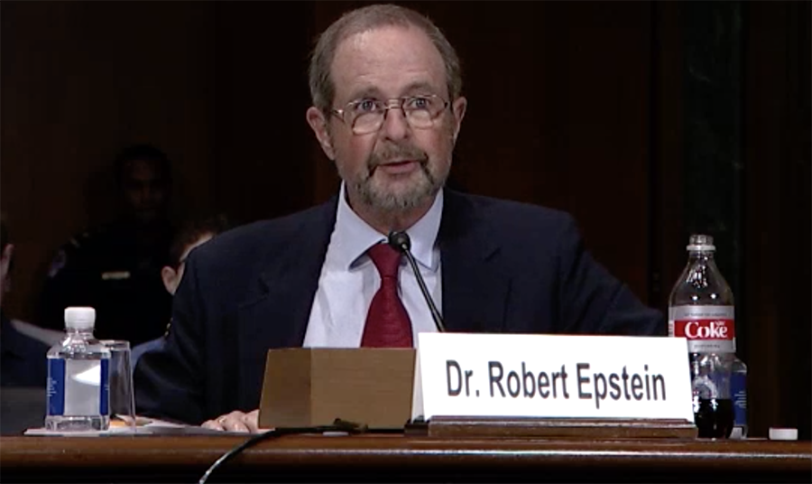 Dr Robert Epstein on Google and Censorship through Search Engines. Foto: Senate Judiciary Subcommitte, July 16, 2019