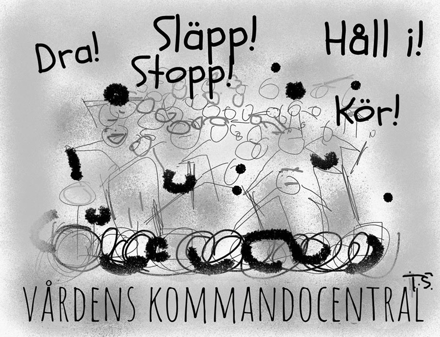 Vårdens kommandocentral. Illustration: Torsten Sandström