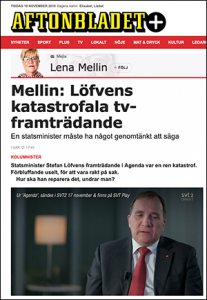 Aftonbladets Lena Melin kommenterar Stefan Löfven, 18 nov 2019.