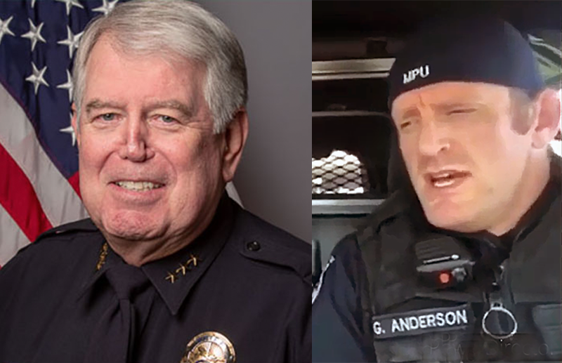 Chief of police, Rod Covey and police officer Greg Anderson. Photos: press photo and own work