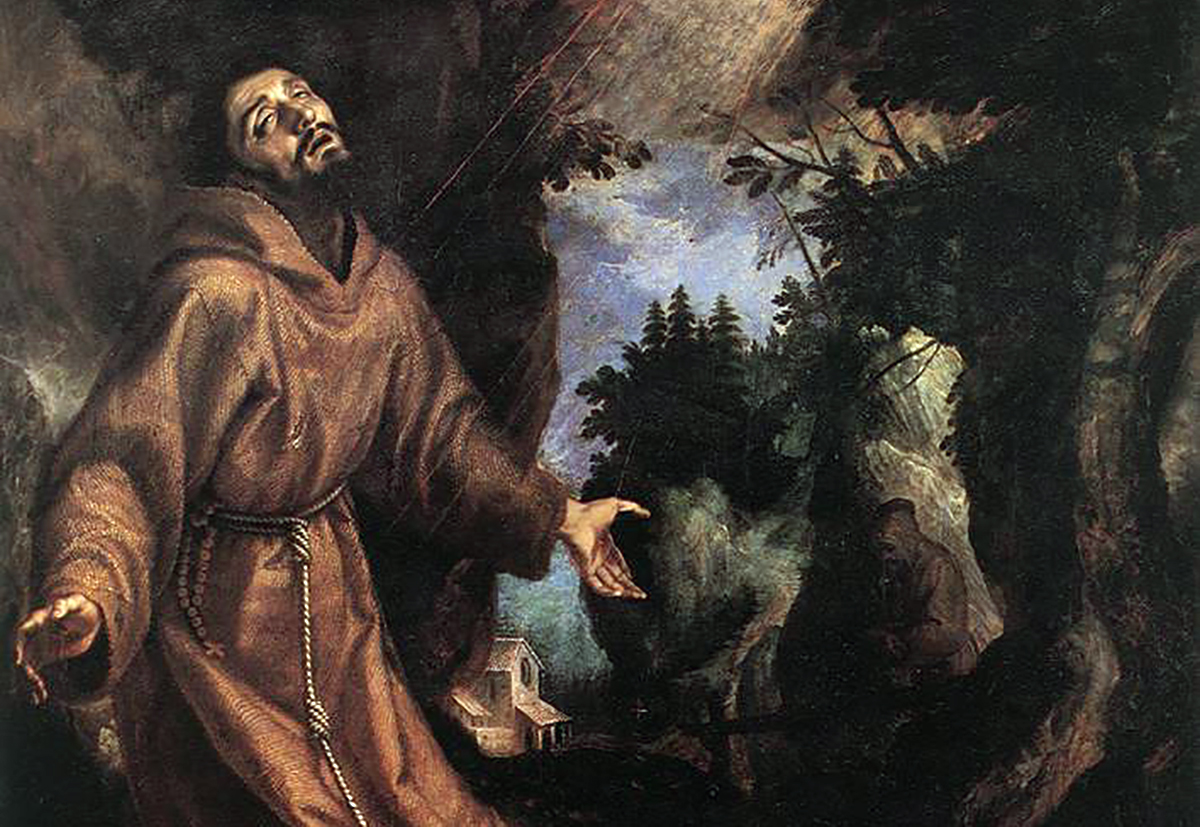 Franciskus av Assissi och hans vision av serafen och stigmatiseringen. Målning av Ludovico Cigoli. Licens: Public Domain, Wikimedia