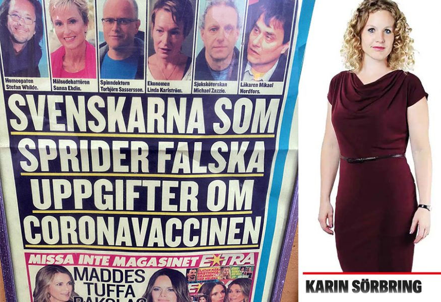 Löpsedeln från Expressen den 15 jan 2021. Pressfoto på Karin Sörbring. Kollage: NewsVoice