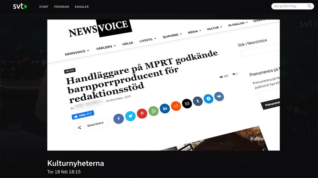 SVT zoomar in NewsVoice för att forcerat koppla NewsVoice till hot, hat och våld.