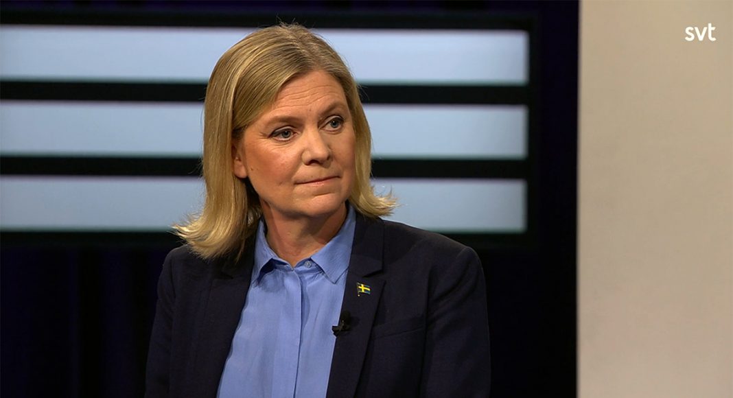 Finansminister Magdalena Andersson (S), 21 feb 2021. SVT Agenda