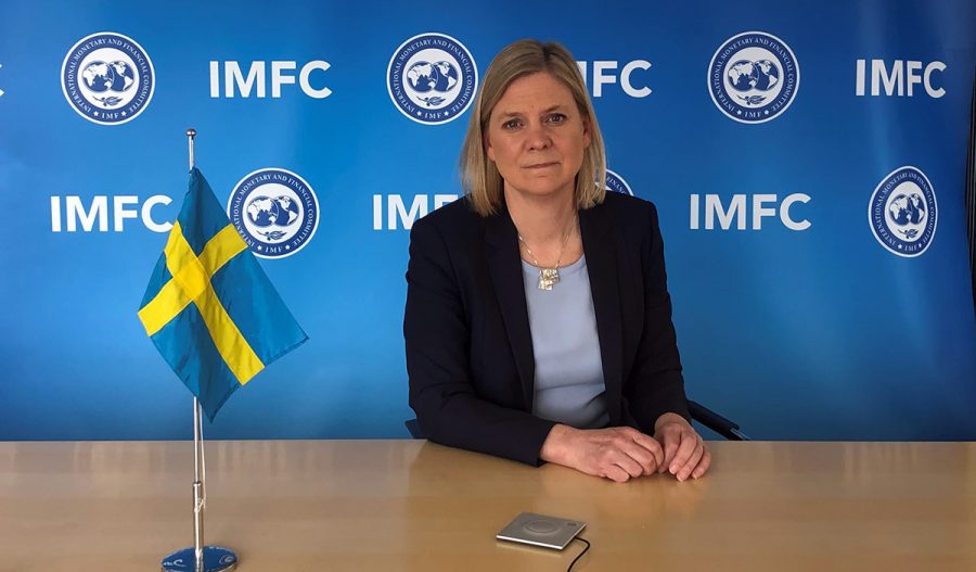 Finansminister Magdalena Andersson (S): "Alla länder ska vaccineras och vara med på den ekonomiska omstarten". Foto: IMFC