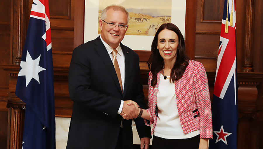 Premiärminister Scott Morrison i Australien och premiärminister Jacinda Ardern i Nya Zeeland. Foto: pmc.gov.au
