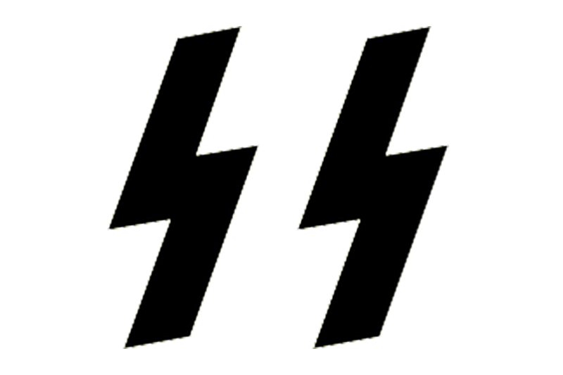 Schutzstaffel (Skyddsdivisionen, SS) var en paramilitär kamporganisation med elitpersonal tillhörande Nationalsocialistiska tyska arbetarepartiet (NSDAP). SS var djupt involverade i omfattande förbrytelser i samband med tex Förintelsen. Bild: Public Domain