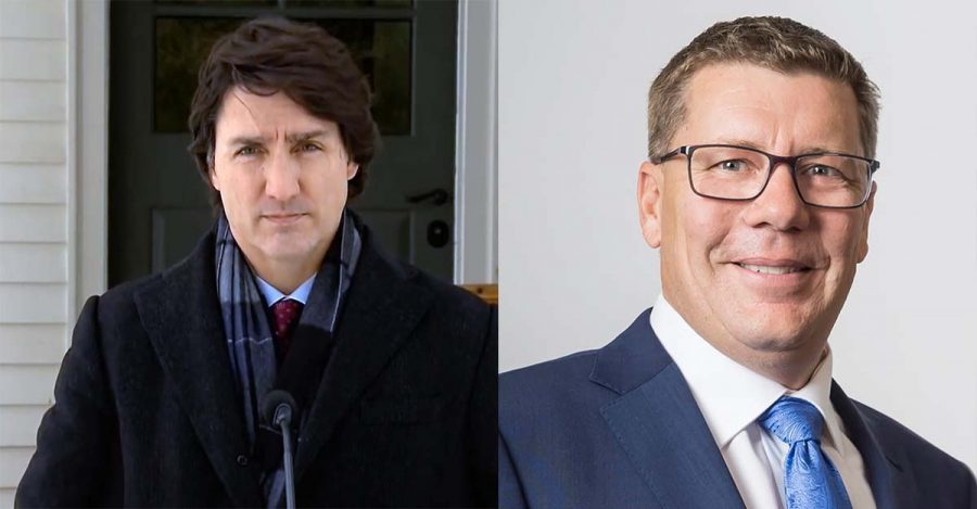 Kanadas premiärminister Justin Trudeau och Saskatchewans premiärminister Scott Moe. Pressfoto: Saskatchewan.ca