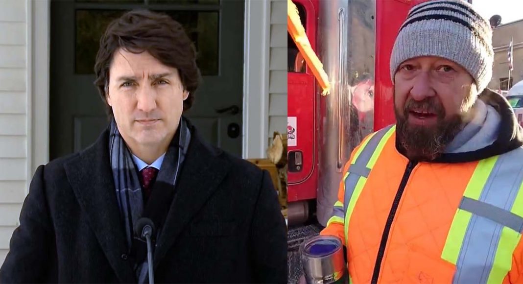 Justin Trudeau och en lastbilsförare