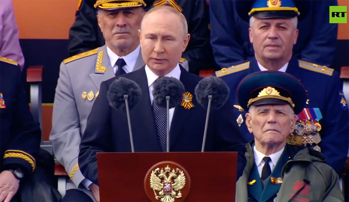 Putin 9:e maj 2022. Foto: RT