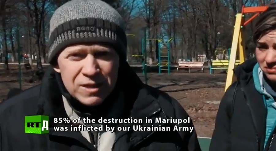 Väststödda Kievs krig mot rysktalande Donbas i Ukraina 2022. Foto: RT Doc
