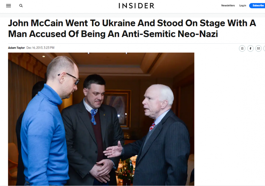 McCain Meets Oleh Tyahnybok. Skärmdump från Business Insider, 7:e december 2012