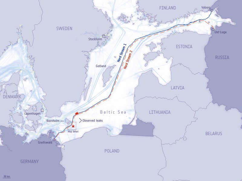 Nord Stream pipeline. Grafik: ESA.int