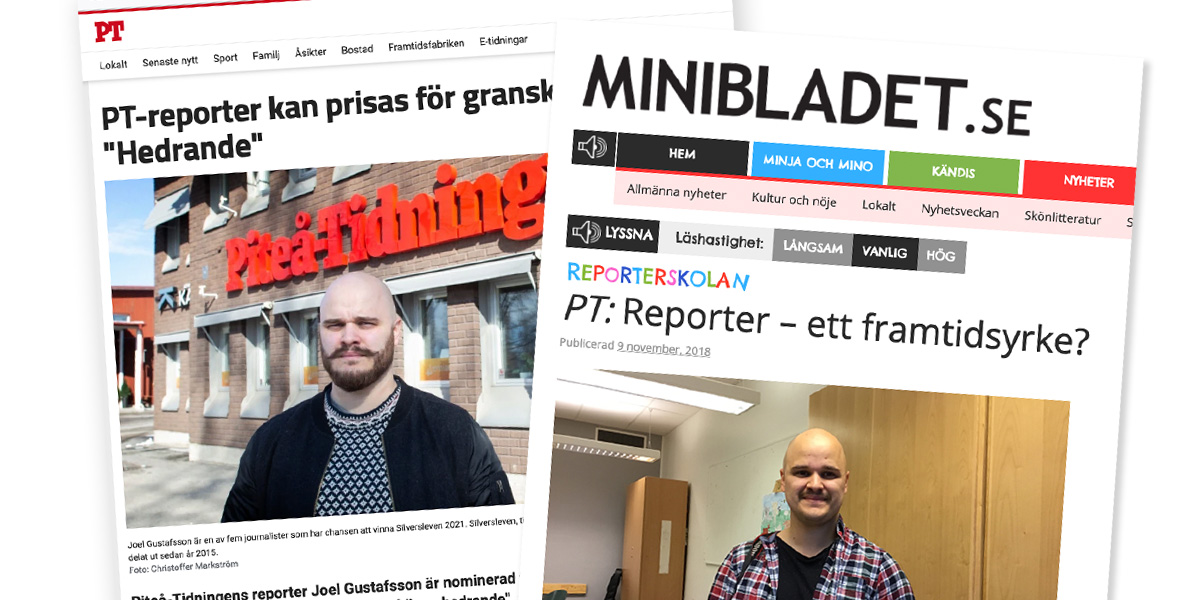 Joel Gustafsson skriver för Piteå Tidning. Montage: NewsVoice
