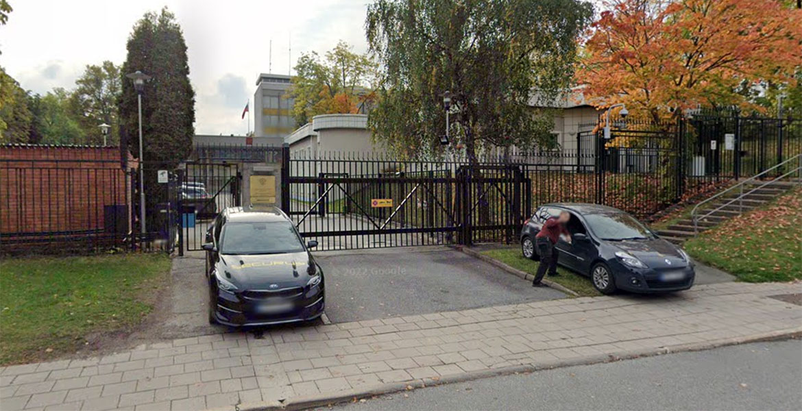 Ryska ambassaden i Stockholm. Bild: Google Maps