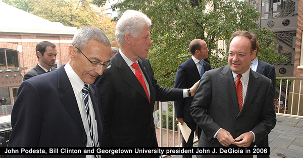 John Podesta, Bill_Clinton, and_John_DeGioia - Wikipedia Commons