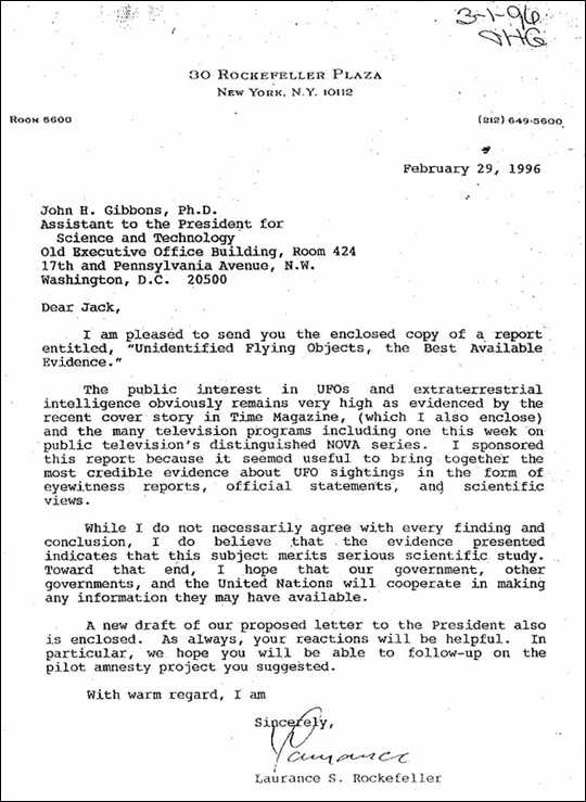 Rockefeller Gibbons UFO Letter