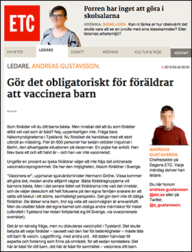 Andreas Gustafsson ETC vaccin